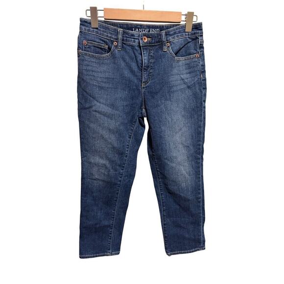 Lands' End Denim - Lands’ End Mid Rise Crop Blue Denim Jeans Sz 4